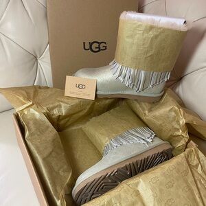 BRAND NEW UGG Metallic Fringe Boots